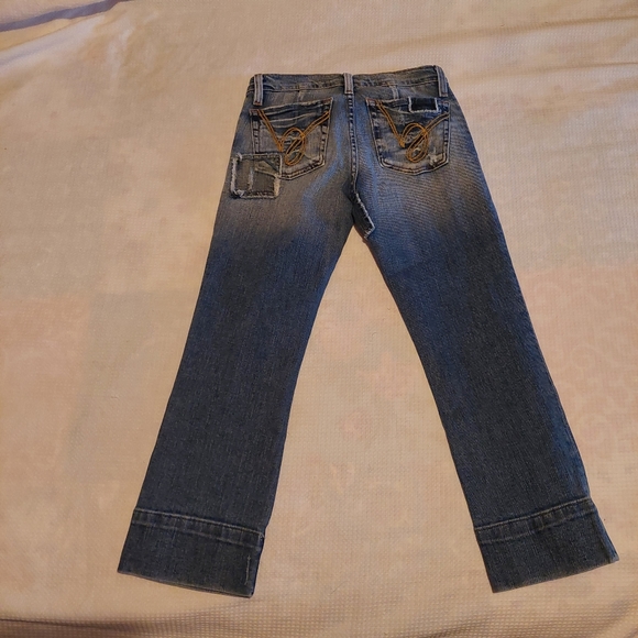 Bebe ☆ Y2k 26 Denim Capri Cropped Jeans USA Made Patchwork Rare Dope Vintage - Picture 14 of 14